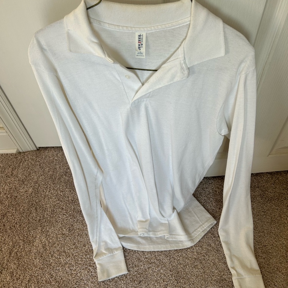 White Long Sleeve Polo Shirt